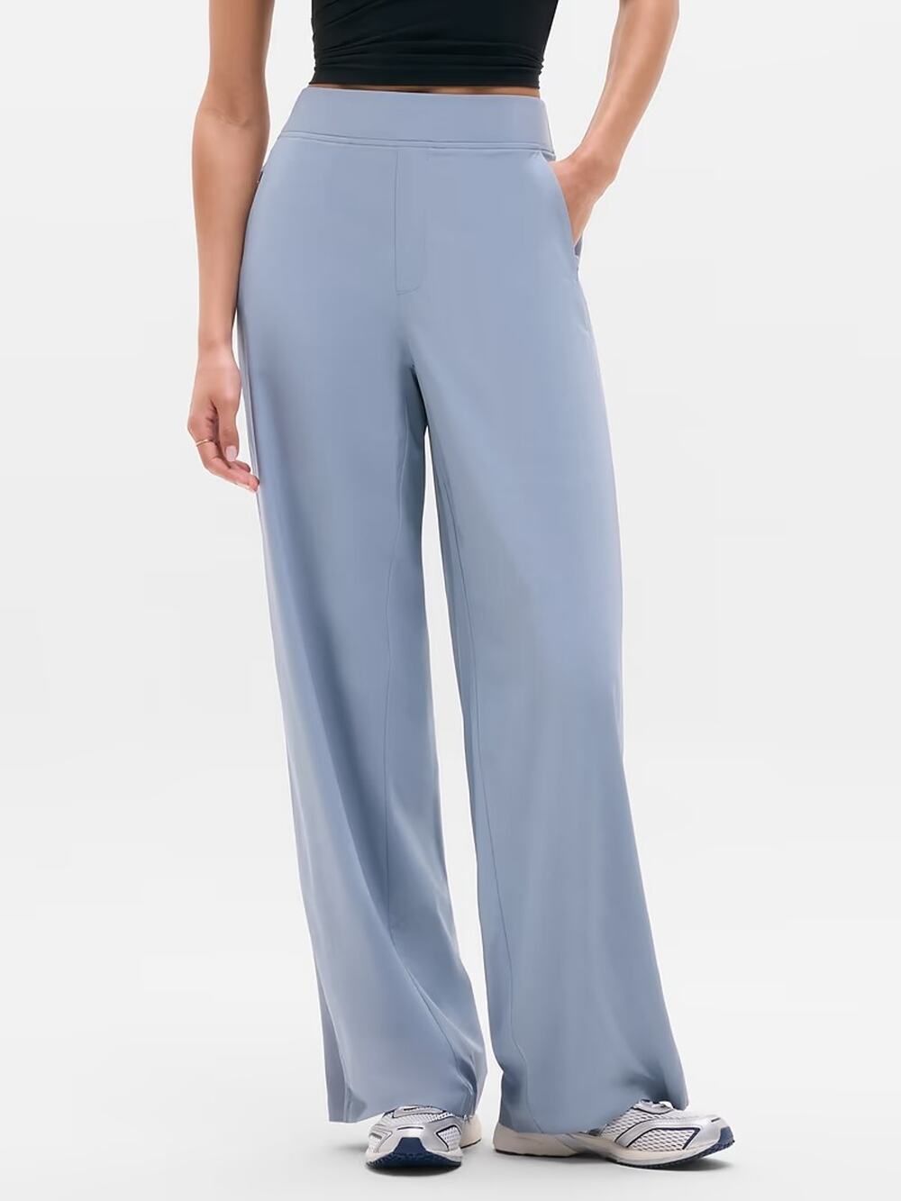NWOT Athleta Brooklyn Mid Rise Wide Leg Pant, STORM SIZE 4 #844490 A0630A